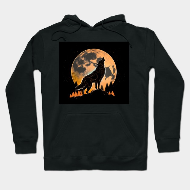 Howling Wolf At The Moon Night Wolf For Wolf Lovers And Moon Outdoors Addicts Hoodie by RetroZin